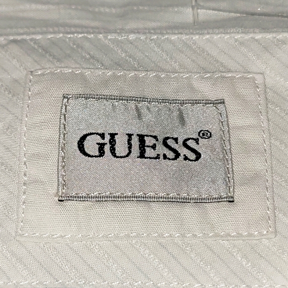 XL GUESS 100% Cotton Dress Shirt with Mint Green Stripes and Textured Fabric - Picture 9 of 11